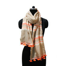 Load image into Gallery viewer, Neon orange origami crepe scarf