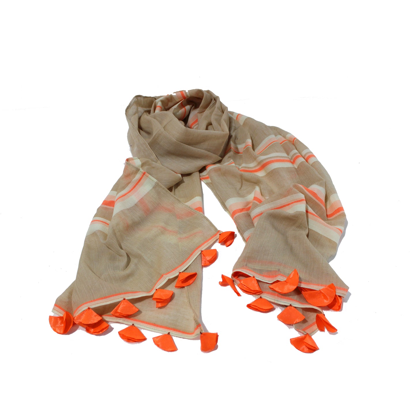 Neon orange origami crepe scarf